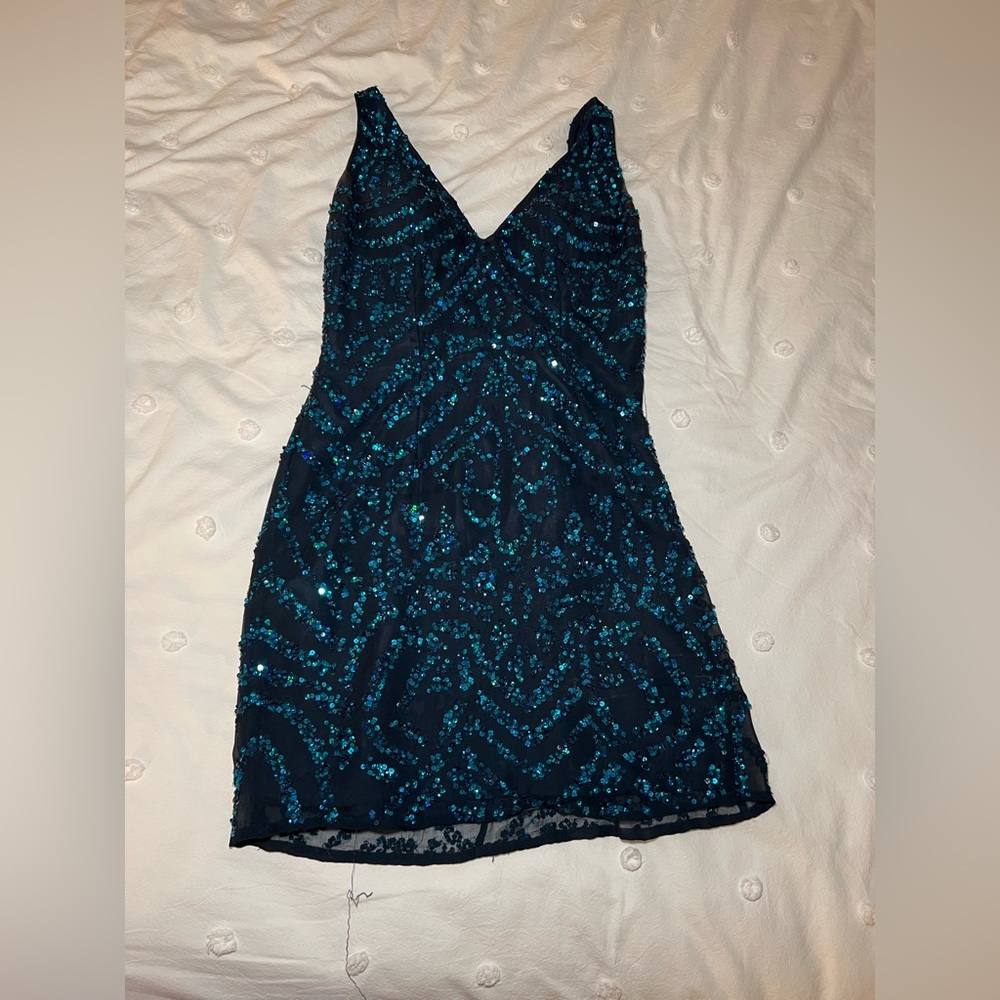 Blue Sparkle Short Prom Dress
